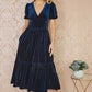 Yumi Navy Velvet Midi Dress