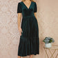 Yumi Green Velvet Midi Dress