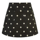 Yumi Black Corduroy Embroidered Daisy Mini Skirt
