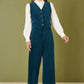 Yumi Teal Cord Trousers With Patch Pockets