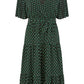 Yumi Black Dot Print Mesh Stretch Midi Skater Dress
