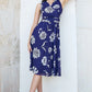 Yumi Navy Floral Print Stretch Mesh Dress With Pockets