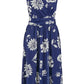 Yumi Navy Floral Print Stretch Mesh Dress With Pockets