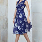 Yumi Navy Floral Print Stretch Mesh Dress With Pockets