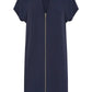 Yumi Navy Viscose Zip Tunic Dress