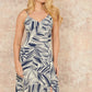 Yumi Navy Leaf Print Maxi Dress With Cross Back