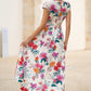 Yumi Ivory Flower Print Wrap Midi Dress