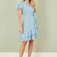 Yumi Blue Ditsy Floral Wrap Frill Dress