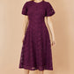 Yumi Burgundy Lace Midi Skater Dress