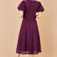 Yumi Burgundy Lace Midi Skater Dress