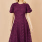Yumi Burgundy Lace Midi Skater Dress