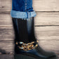Xena Womens Faux Leather Gold Chain Warm Winter Ladies Zip Up Ankle Snow Boots Black