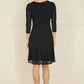 Mela Black Velour Spot 3/4 Sleeve Wrap Skater Dress