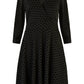 Mela Black Velour Spot 3/4 Sleeve Wrap Skater Dress