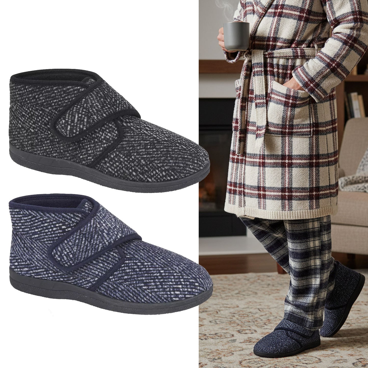 men's slippers Black and Navy
