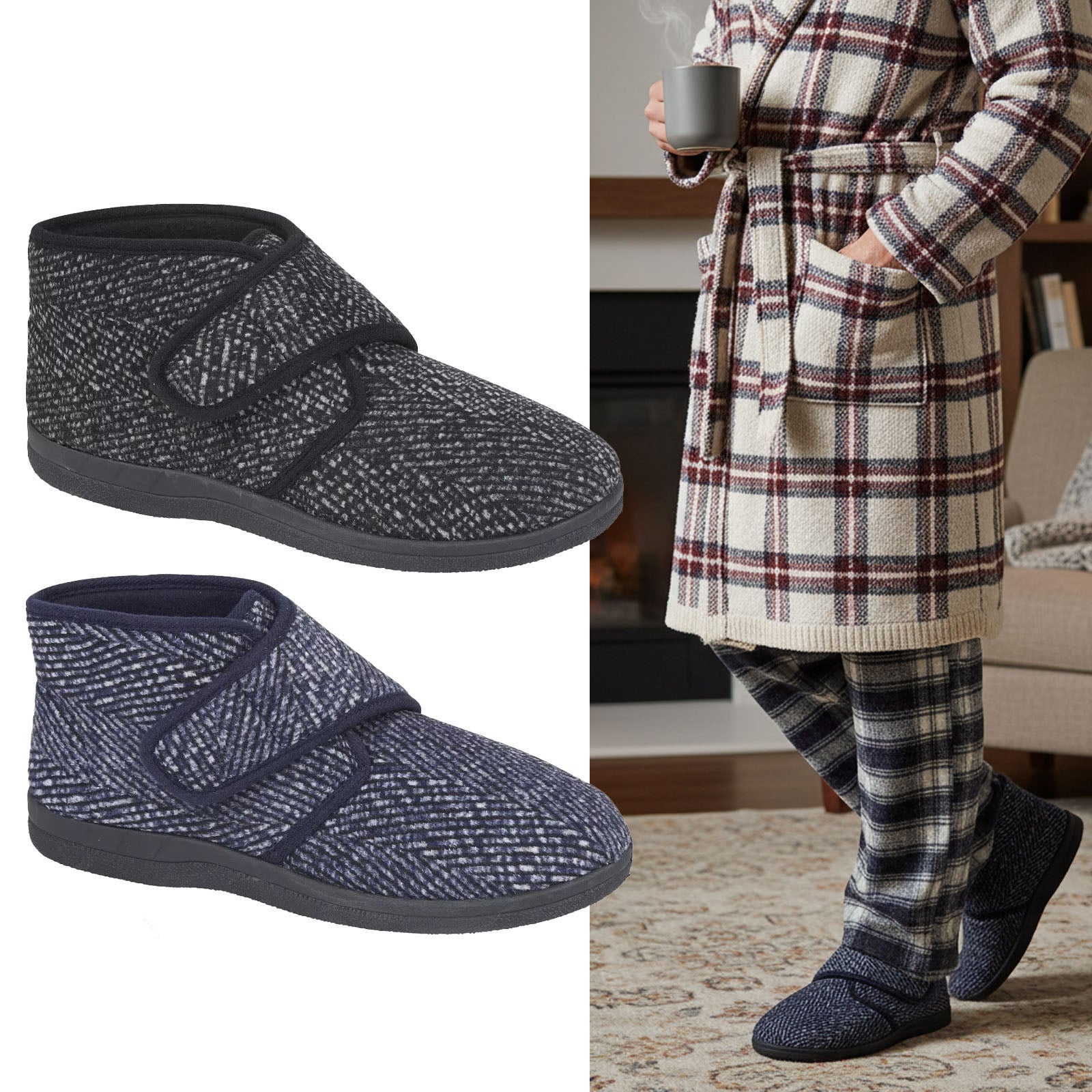 men's slippers Black and Navy