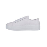 Miley Ladies Canvas Trainers Floral Embroidered Womens Platform Lace Up Sneakers Shoes