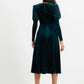 Louche Moa Velvet Stripe V Neck Midi Dress