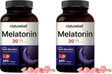 NatureBell Melatonin 20mg – 365 Fast-Dissolve Strawberry Chewables (2-Pack)