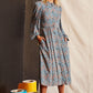 Nayma Art Attack Print Long Sleeve Midi Dress - Duck Egg