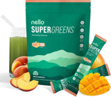 Nello Supergreens Premium Greens Drink Mix – Mango Peach, 20 Servings, Travel Pack