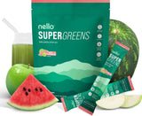 Nello Supergreens Premium Greens Drink Mix – Chlorella, Moringa, Probiotics, Spinach & Broccoli (Sour Watermelon, 20 Servings)