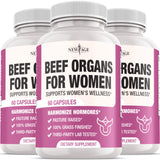 NEW AGE Beef Organ Supplement for Women – Grass-Fed Liver, Kidney, Heart & Uterus Tissue | 180 Capsules