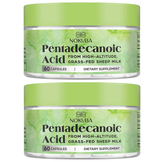 Nokuba Pentadecanoic Acid C15:0 300mg – High-Altitude Sheep Milk Sourced, 120 Capsules | USA Made