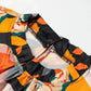 Elegant Orange Floral Long Sleeve Dress with Tie Neck