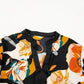 Elegant Orange Floral Long Sleeve Dress with Tie Neck