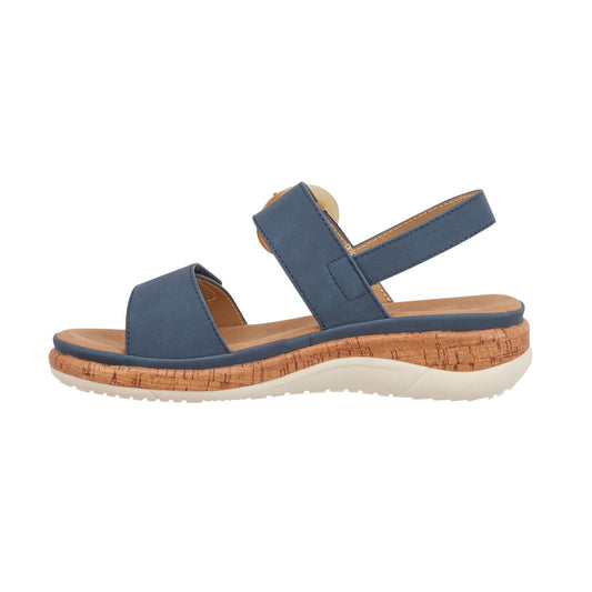 OSKANA Ladies Twin Strap Sandal Buckle Details Open Toe Shoes