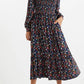 Louche Peppi White Rabbit Print Smocked Bodice Midi Dress