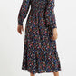 Louche Peppi White Rabbit Print Smocked Bodice Midi Dress