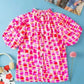 Pink Abstract High Neck Blouse