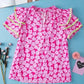 Pink Chic Blouse - Floral Layered Ruffle Sleeve