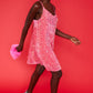 Pink Sequin Cami Ruffle Dress