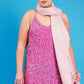 Pink Sequin Curve Size Cami Ruffle Dress