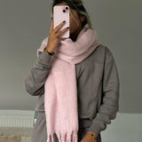 Ladies Ultra-Soft Gradient Color Block Blanket Scarf Shawl