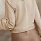 Pleated Neck Stretch Cuff Shirt