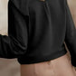 Pleated Neck Stretch Cuff Shirt