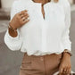 Pleated Neck Stretch Cuff Shirt