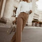 Pleated Neck Stretch Cuff Shirt