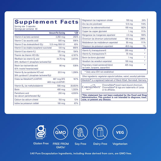 Pure Encapsulations Nutrient 950 with Vitamin K – 180 Capsules – Multivitamin & Mineral for Bone & Arterial Support – Gluten Free & Non-GMO