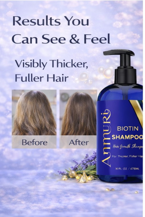 Ammuri Biotin Shampoo - DHT Blocker for Thicker Hair Growth Treatment 473ml Set Of 2