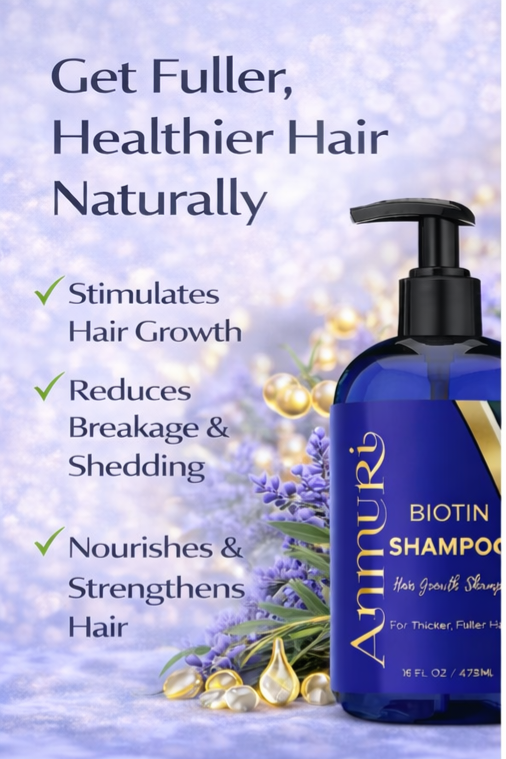 Ammuri Biotin Shampoo - DHT Blocker for Thicker Hair Growth Treatment 473ml Set Of 2