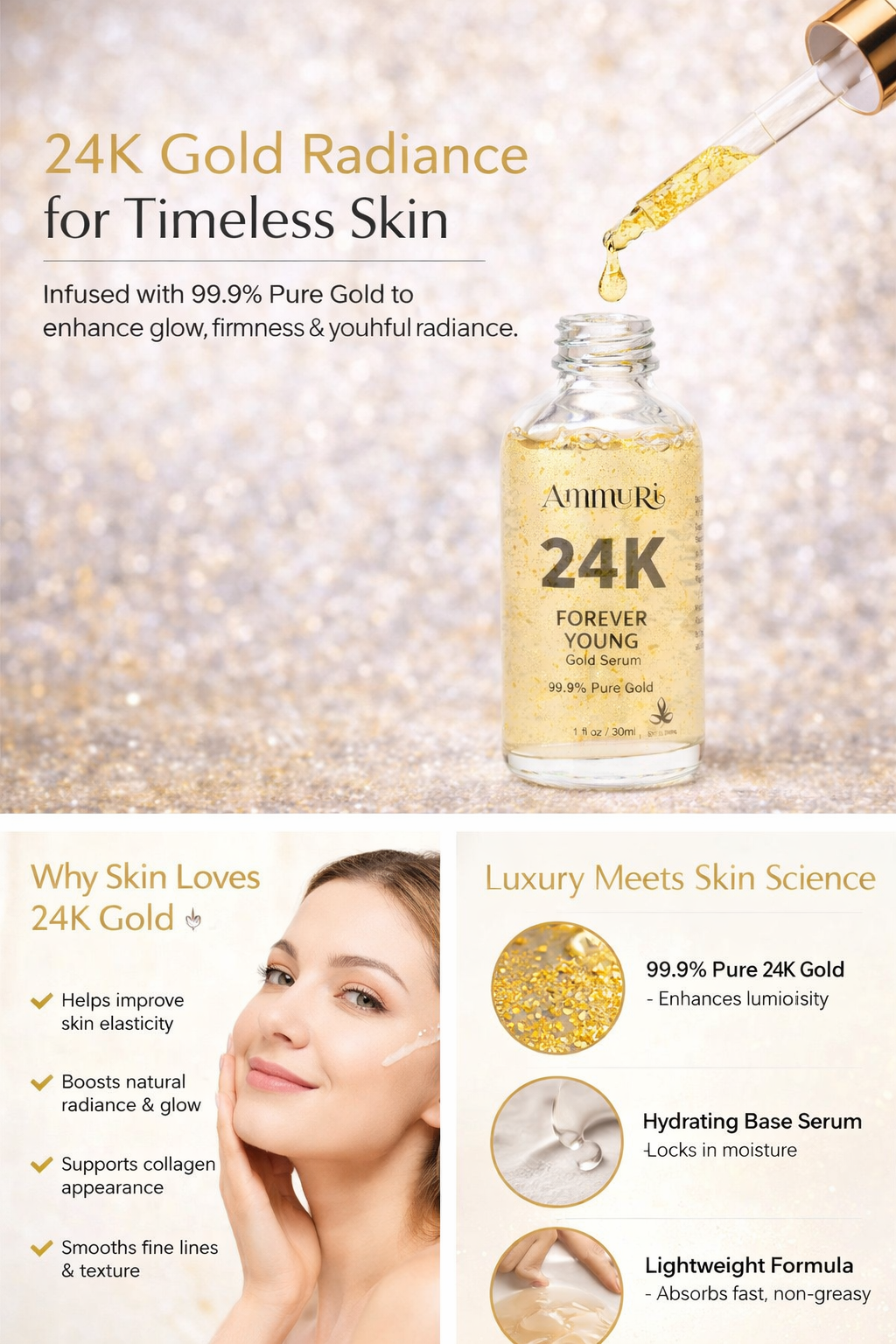 Ammuri 24k Gold Face Serum for Radiant Skin