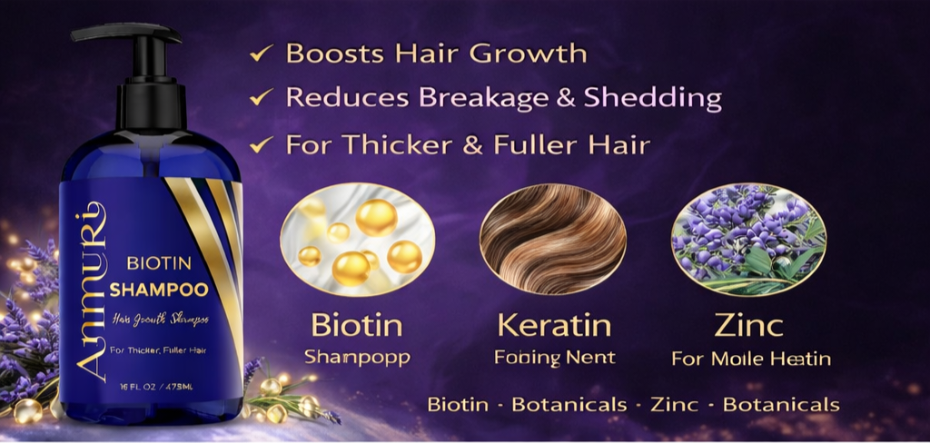 Ammuri Biotin Shampoo - DHT Blocker for Thicker Hair Growth Treatment 473ml Set Of 2
