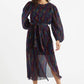 Louche Roza Plisse Foil Print V Back Midi Dress