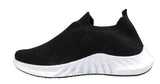 Ronda Womens Ladies Slip On Sports Trainers Sneakers Shoes Black / White