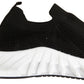 Ronda Womens Ladies Slip On Sports Trainers Sneakers Shoes Black / White